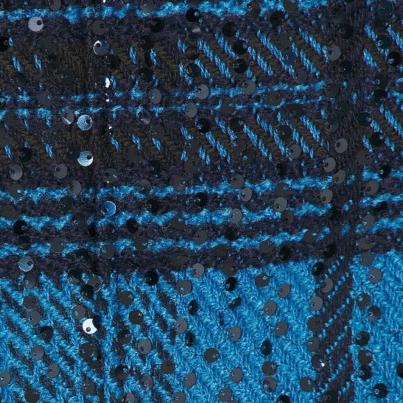 L'Agence 'Billie' Sequin-Embellished Plaid Tweed Jacket, Cobalt Blue/Black - Picture 5 of 5